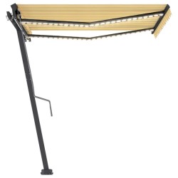 vidaXL Toldo automático LED sensor de viento amarillo blanco 350x250cm