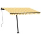vidaXL Toldo automático LED sensor de viento amarillo blanco 350x250cm vidaXL Toldo automático LED sensor de viento amarillo blanco 350x250cm