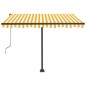 vidaXL Toldo automático LED sensor de viento amarillo blanco 350x250cm vidaXL Toldo automático LED sensor de viento amarillo blanco 350x250cm