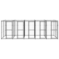 vidaXL Perrera de exterior de acero con techo 12,1 m²