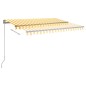 vidaXL Toldo automático LED sensor de viento amarillo blanco 350x250cm vidaXL Toldo automático LED sensor de viento amarillo blanco 350x250cm