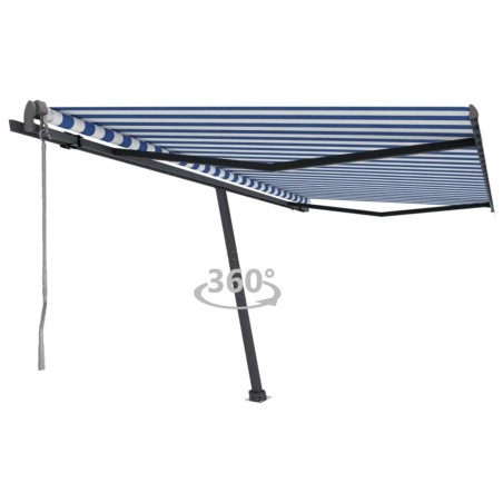 vidaXL Toldo de pie automático azul y blanco 400x300 cm
