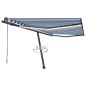 vidaXL Toldo automático LED sensor de viento azul y blanco 450x300 cm vidaXL Toldo automático LED sensor de viento azul y blanco 450x300 cm