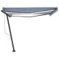 vidaXL Toldo automático LED sensor de viento azul y blanco 450x300 cm vidaXL Toldo automático LED sensor de viento azul y blanco 450x300 cm