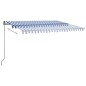 vidaXL Toldo automático LED sensor de viento azul y blanco 450x300 cm vidaXL Toldo automático LED sensor de viento azul y blanco 450x300 cm