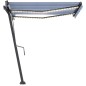 vidaXL Toldo automático LED sensor de viento azul y blanco 350x250 cm vidaXL Toldo automático LED sensor de viento azul y blanco 350x250 cm
