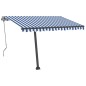 vidaXL Toldo automático LED sensor de viento azul y blanco 350x250 cm vidaXL Toldo automático LED sensor de viento azul y blanco 350x250 cm