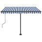 vidaXL Toldo automático LED sensor de viento azul y blanco 350x250 cm vidaXL Toldo automático LED sensor de viento azul y blanco 350x250 cm