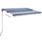 vidaXL Toldo automático LED sensor de viento azul y blanco 350x250 cm vidaXL Toldo automático LED sensor de viento azul y blanco 350x250 cm