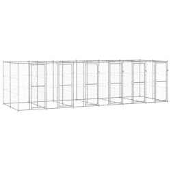 vidaXL Perrera de exterior de acero galvanizado 14,52 m²