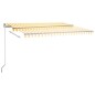 vidaXL Toldo automático LED sensor de viento amarillo blanco 450x300cm vidaXL Toldo automático LED sensor de viento amarillo blanco 450x300cm