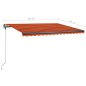 vidaXL Toldo manual retráctil con LED naranja y marrón 450x300 cm vidaXL Toldo manual retráctil con LED naranja y marrón 450x300 cm