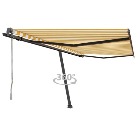 vidaXL Toldo de pie automático amarillo y blanco 400x350 cm