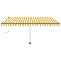 vidaXL Toldo de pie automático amarillo y blanco 400x350 cm