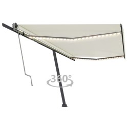 vidaXL Toldo automático con LED y sensor de viento crema 500x300 cm