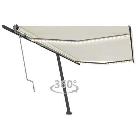vidaXL Toldo automático con LED y sensor de viento crema 500x300 cm