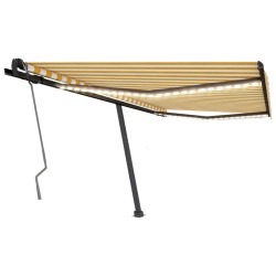 vidaXL Toldo manual retráctil con LED amarillo y blanco 400x350 cm
