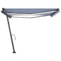vidaXL Toldo manual retráctil con LED azul y blanco 400x350 cm vidaXL Toldo manual retráctil con LED azul y blanco 400x350 cm