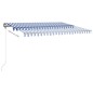 vidaXL Toldo manual retráctil con LED azul y blanco 400x350 cm vidaXL Toldo manual retráctil con LED azul y blanco 400x350 cm