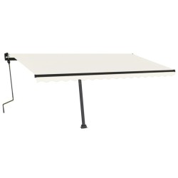 vidaXL Toldo manual retráctil con LED color crema 450x350 cm