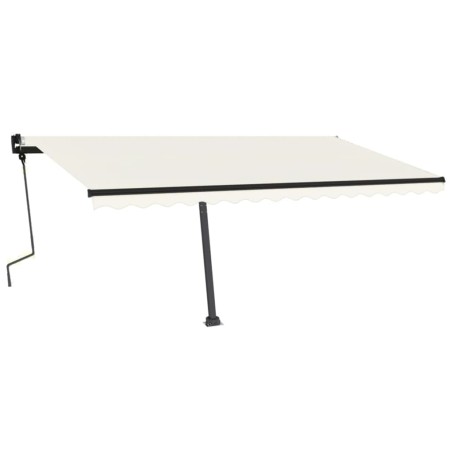 vidaXL Toldo manual retráctil con LED color crema 450x350 cm