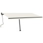 vidaXL Toldo manual retráctil con LED color crema 450x350 cm