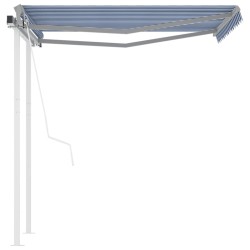 vidaXL Toldo retráctil automático con postes azul y blanco 3,5x2,5 m