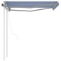 vidaXL Toldo retráctil automático con postes azul y blanco 3,5x2,5 m vidaXL Toldo retráctil automático con postes azul y blanco 3,5x2,5 m