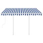 vidaXL Toldo retráctil automático con postes azul y blanco 3,5x2,5 m vidaXL Toldo retráctil automático con postes azul y blanco 3,5x2,5 m