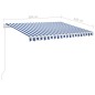 vidaXL Toldo retráctil automático con postes azul y blanco 3,5x2,5 m vidaXL Toldo retráctil automático con postes azul y blanco 3,5x2,5 m