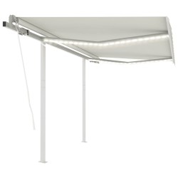 vidaXL Toldo automático LED sensor de viento crema 3,5x2,5 m