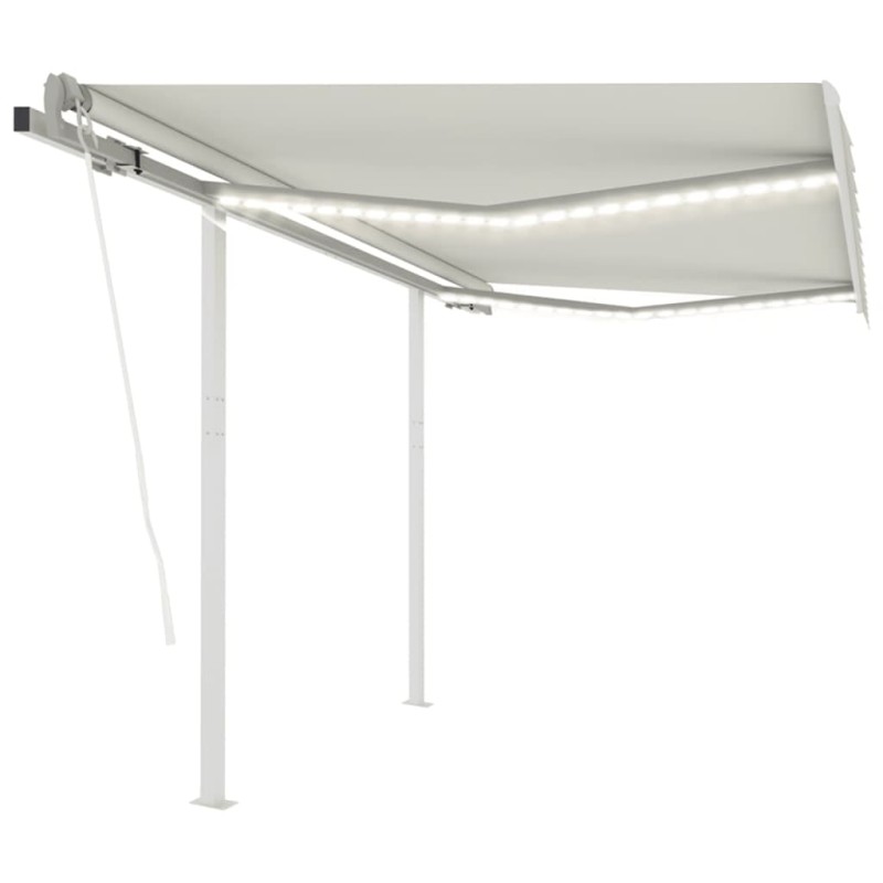 vidaXL Toldo automático LED sensor de viento crema 3,5x2,5 m vidaXL Toldo automático LED sensor de viento crema 3,5x2,5 m