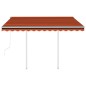 vidaXL Toldo retráctil automático con postes naranja y marrón 3,5x2,5m vidaXL Toldo retráctil automático con postes naranja y marrón 3,5x2,5m
