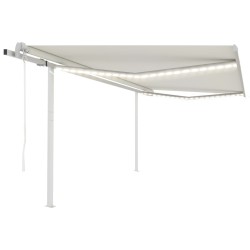 vidaXL Toldo automático con LED sensor de viento crema 4,5x3 m
