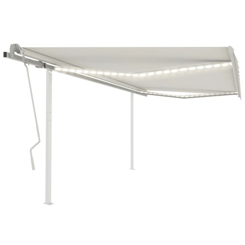 vidaXL Toldo manual retráctil con LED crema 4x3,5 m vidaXL Toldo manual retráctil con LED crema 4x3,5 m