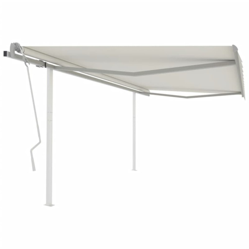 vidaXL Toldo manual retráctil con postes crema 4x3,5 m vidaXL Toldo manual retráctil con postes crema 4x3,5 m