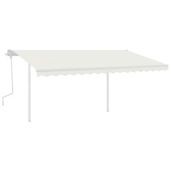vidaXL Toldo manual retráctil con postes crema 4x3,5 m