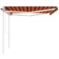 vidaXL Toldo automático LED sensor de viento naranja marrón 4,5x3,5 m vidaXL Toldo automático LED sensor de viento naranja marrón 4,5x3,5 m