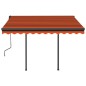 vidaXL Toldo automático retráctil con postes naranja y marrón 3x2,5 m vidaXL Toldo automático retráctil con postes naranja y marrón 3x2,5 m