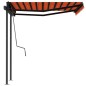 vidaXL Toldo automático retráctil con postes naranja y marrón 3x2,5 m vidaXL Toldo automático retráctil con postes naranja y marrón 3x2,5 m