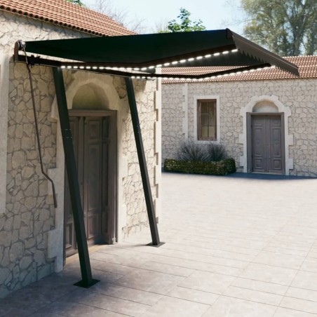 vidaXL Toldo manual retráctil con LED gris antracita 3x2,5 m