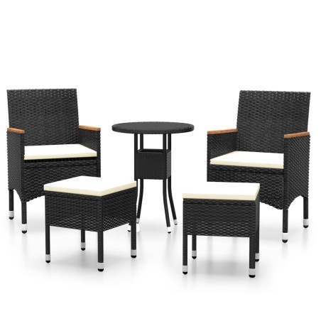 vidaXL Juego de muebles de jardín 5 piezas ratán sintético negro