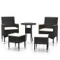 vidaXL Juego de muebles de jardín 5 piezas ratán sintético negro
