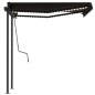 vidaXL Toldo manual retráctil con LED gris antracita 3x2,5 m