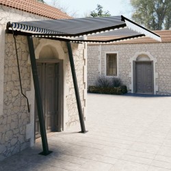 vidaXL Toldo automático LED sensor de viento azul y blanco 3,5x2,5 m