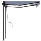 vidaXL Toldo automático LED sensor de viento azul y blanco 3,5x2,5 m vidaXL Toldo automático LED sensor de viento azul y blanco 3,5x2,5 m