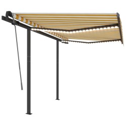 vidaXL Toldo automático LED sensor de viento amarillo blanco 3,5x2,5 m