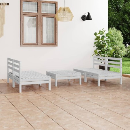 vidaXL Juego de muebles de jardín 5 piezas madera maciza pino blanco