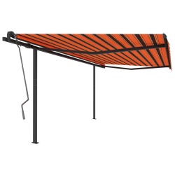 vidaXL Toldo automático retráctil con postes naranja y marrón 4x3 m