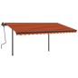 vidaXL Toldo automático retráctil con postes naranja y marrón 4x3 m vidaXL Toldo automático retráctil con postes naranja y marrón 4x3 m